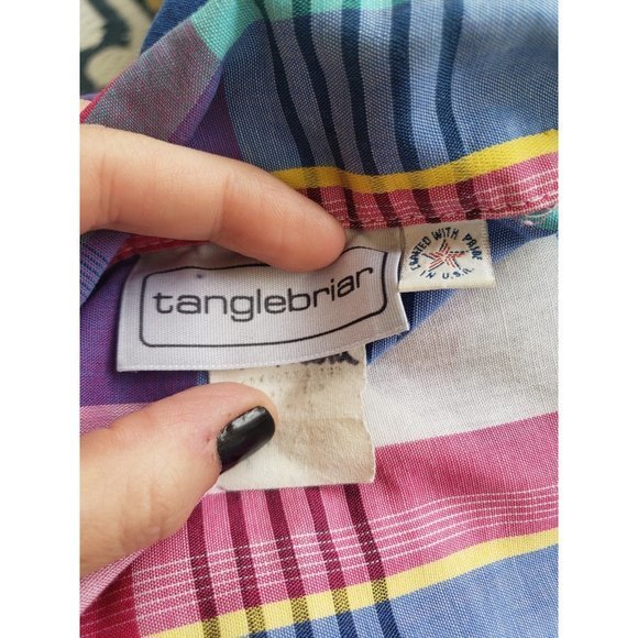 80s Plaid Ladies Button Down Blouse - Picture 4 of 4